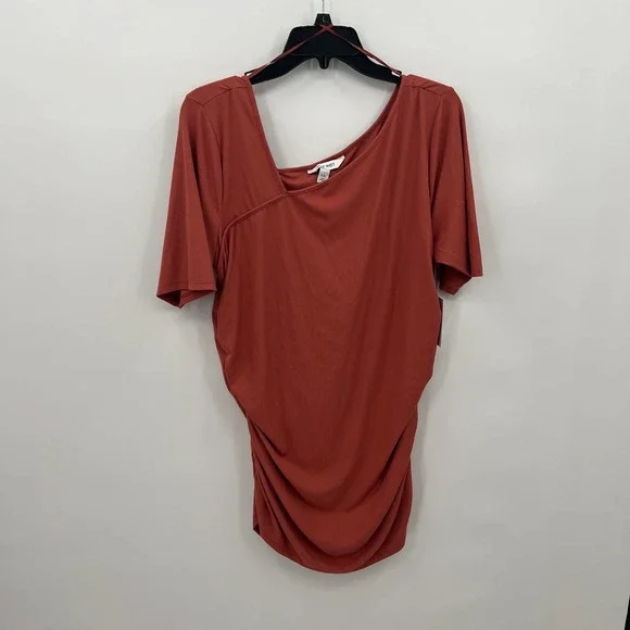 Nine West Women's Mauve Rib Ruched Elbow Sleeve Top Size XXL - Picture 2 of 6